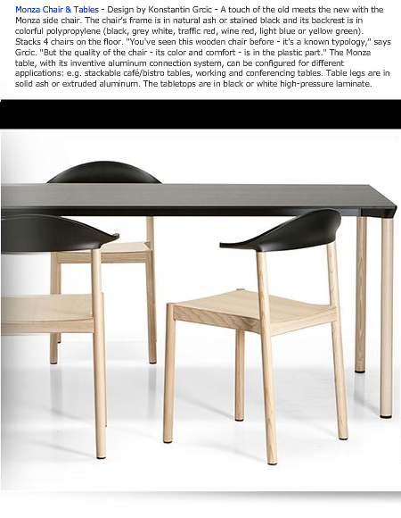 monz chair and tables
